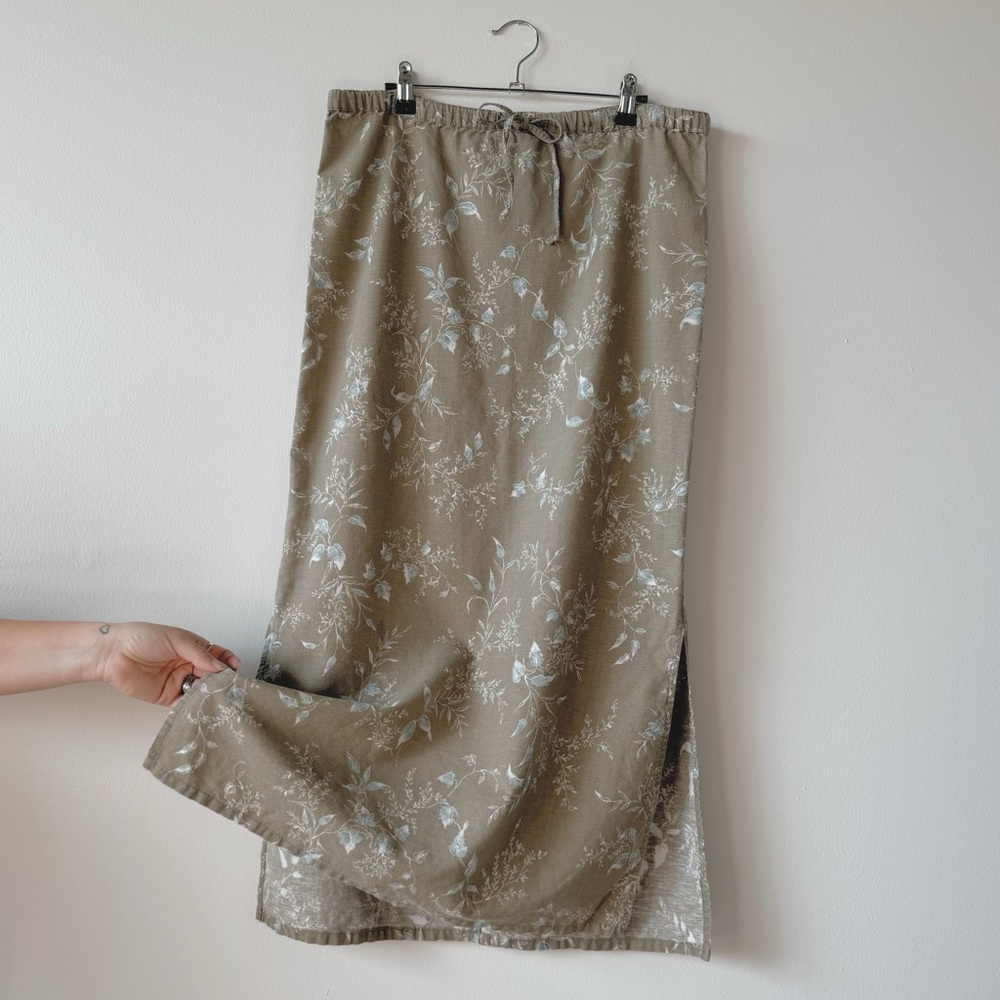 Vintage Olive Floral Maxi Skirt